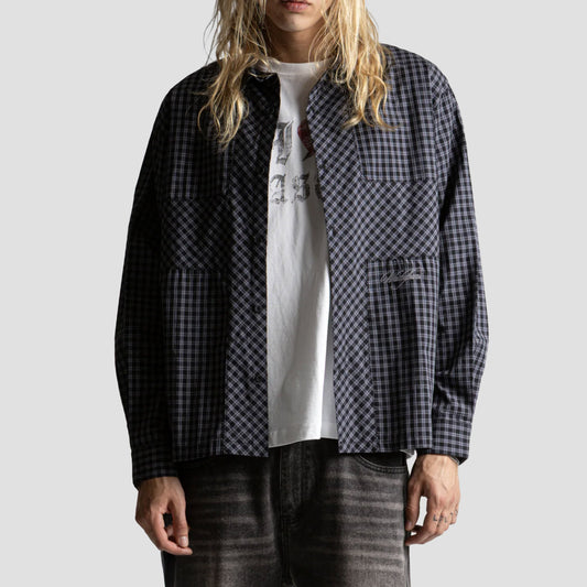 Wasted Paris Cross Shirt Black Tartan