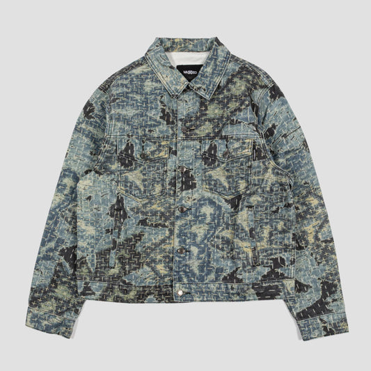 Wasted Paris Trompe L'Oeil Boro Trucker Jacket Blue