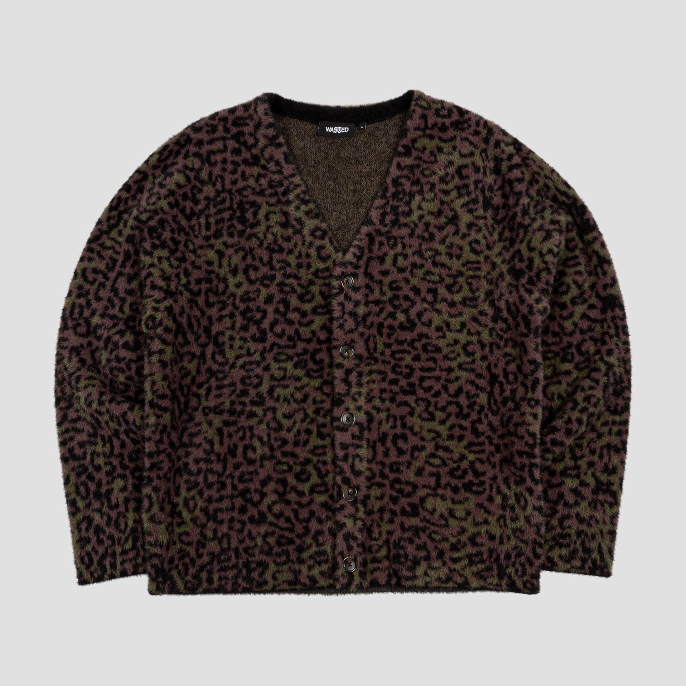 Wasted Paris Cheetah Cardigan Fudge Burgundy Camo
