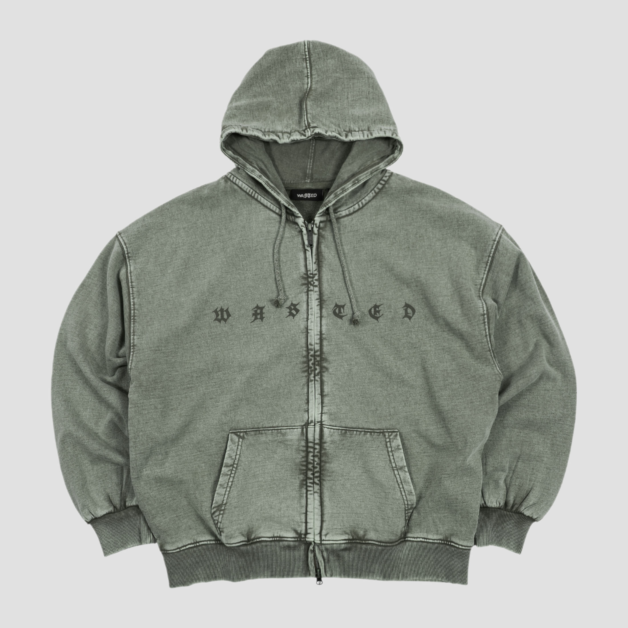 Wasted Paris Splinter Faded Zip Hoodie Faded Olive Khaki