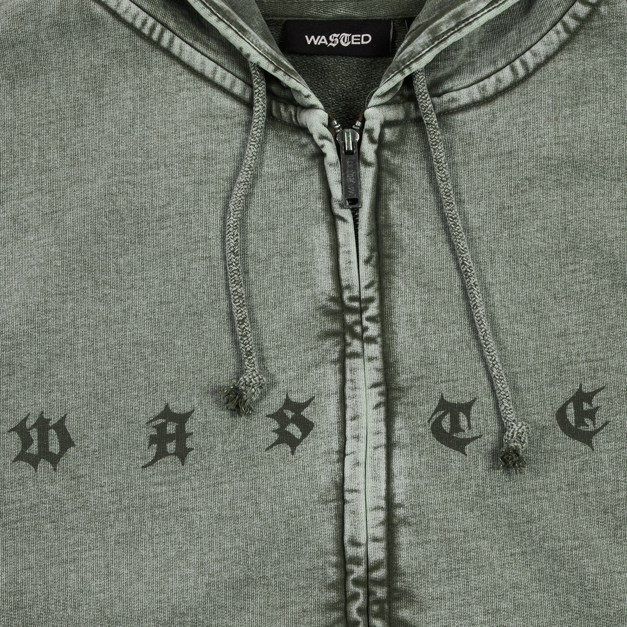 Wasted Paris Splinter Faded Zip Hoodie Faded Olive Khaki