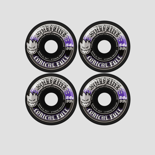 Spitfire 54mm F4 99 Team Color Pack Conical Full Skateboard Wheels Black