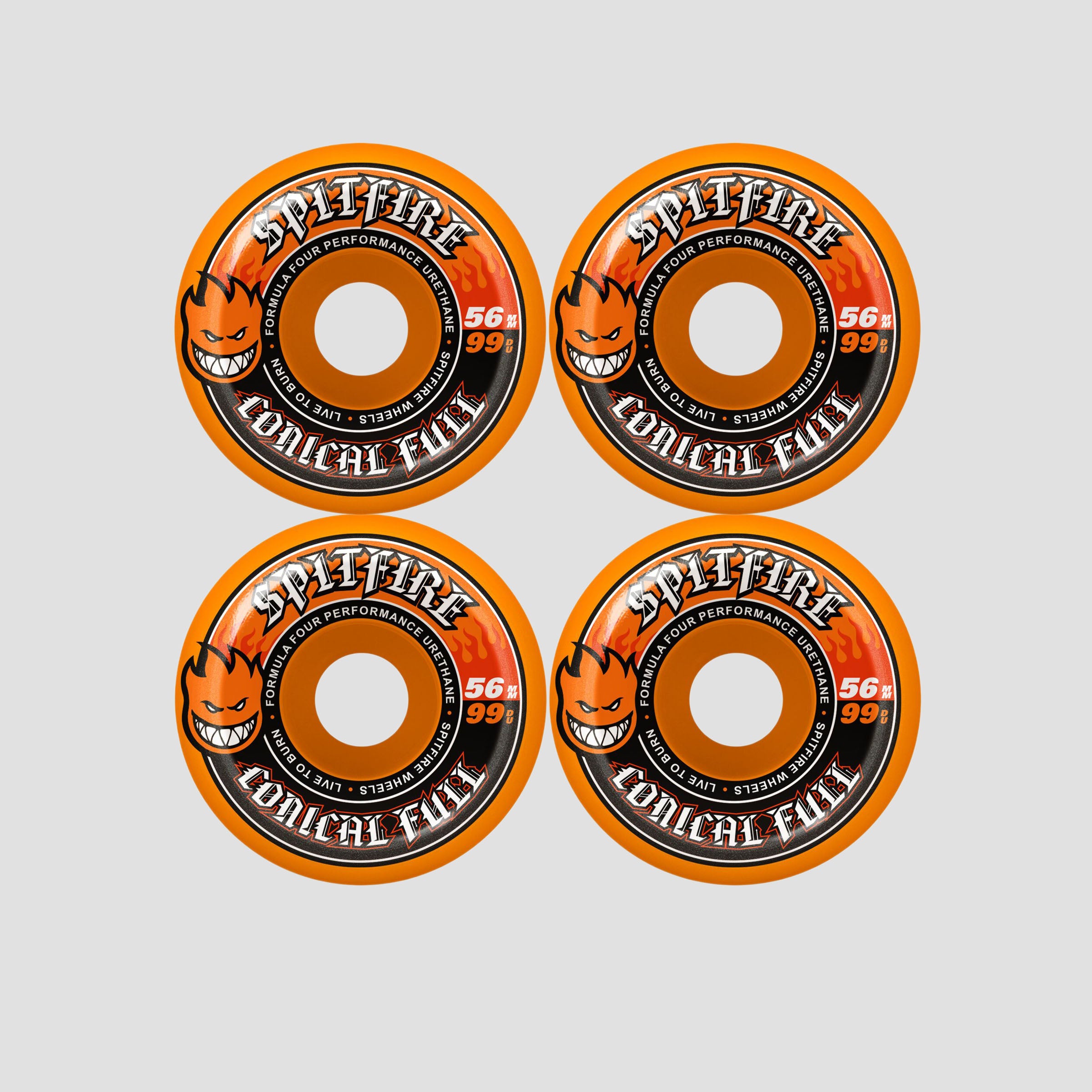 Spitfire 56mm F4 99 Team Color Pack Conical Full Skateboard Wheels