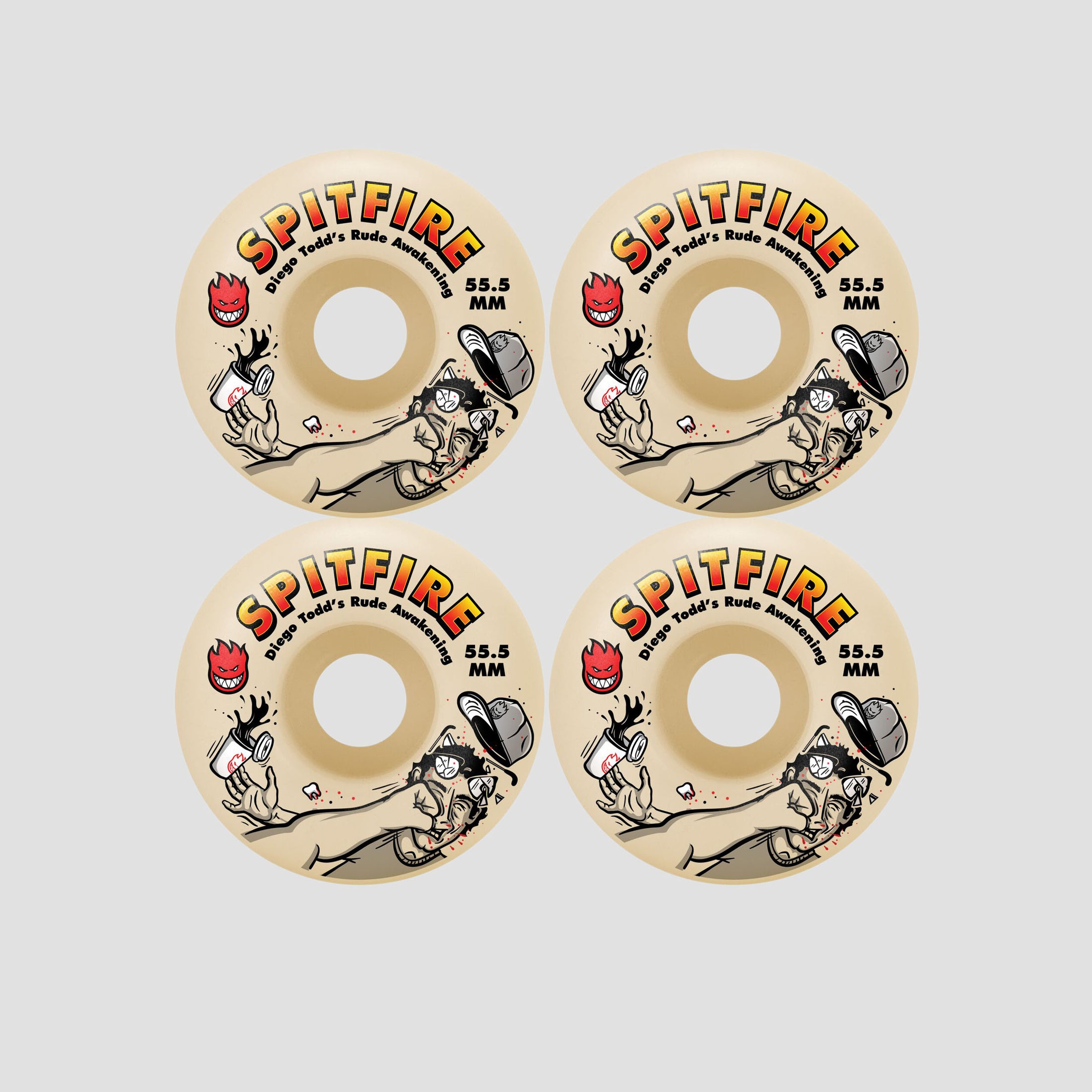 Spitfire 55.5mm F4 99 Diego Rude Awakening Classic Skateboard Wheels Natural