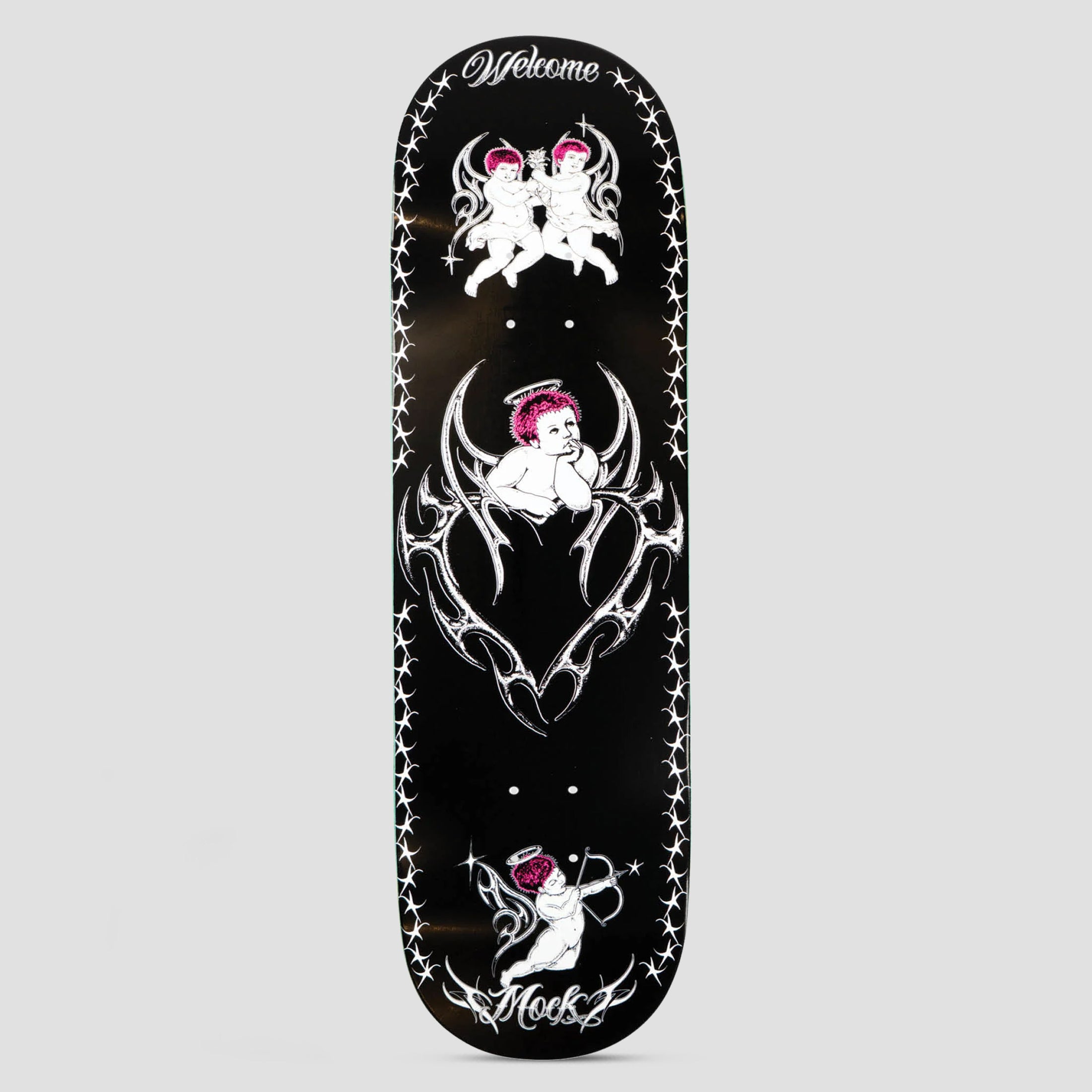 Welcome 8.38 Cherubs Evan Mock Skateboard Deck Black / White