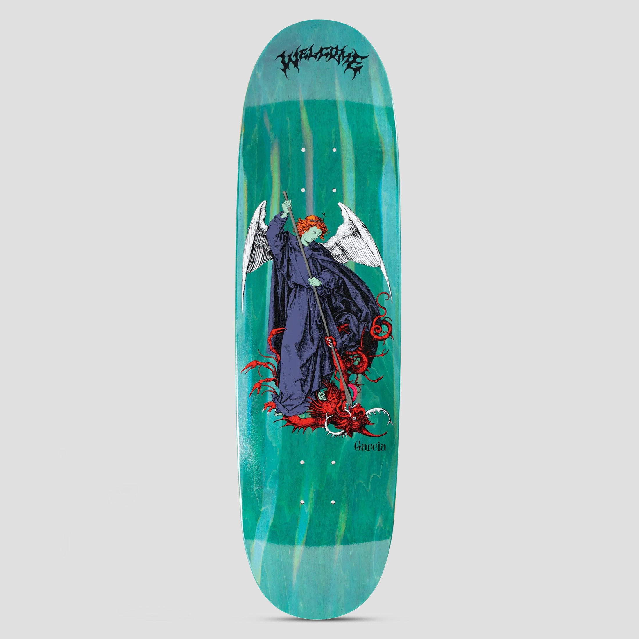Welcome 8.8 Spear Nick Garcia Skateboard Deck Teal Stain / Prism Foil