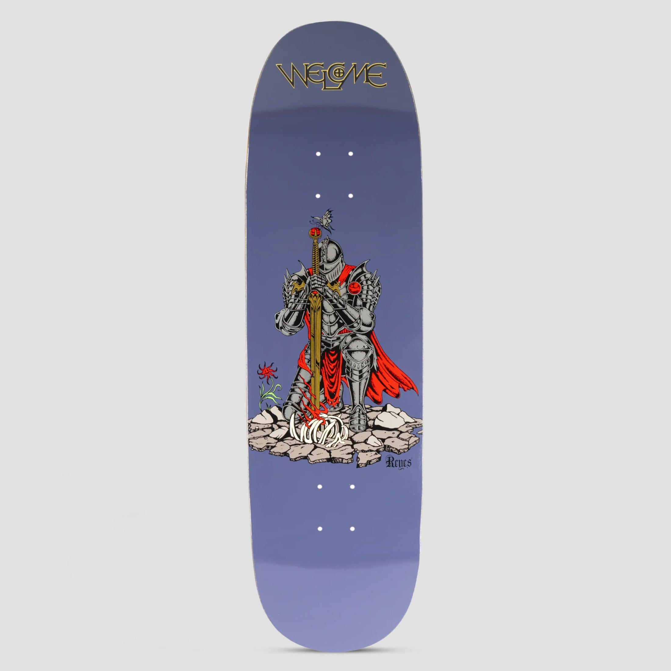 Welcome 9.0 Paladin Ryan Reyes Pro Model on Baculus 2.0 Skateboard Deck Purple / Gold Foil