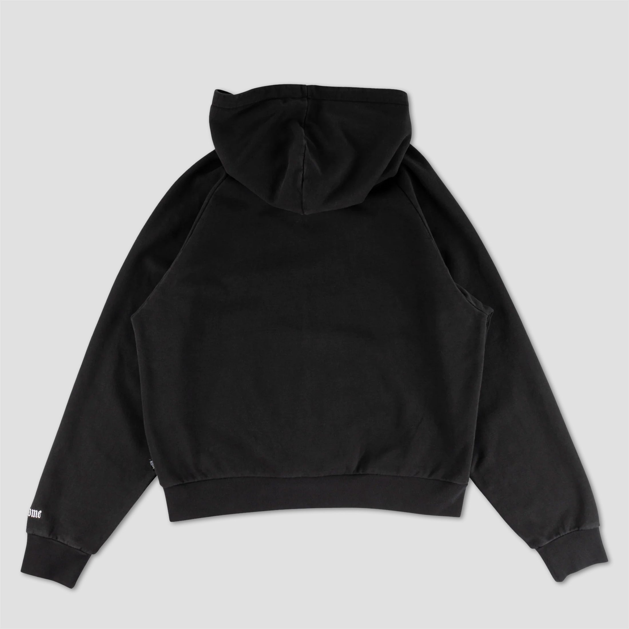 Welcome Duality Cropped Pigment-Dyed Zip Hoodie Black