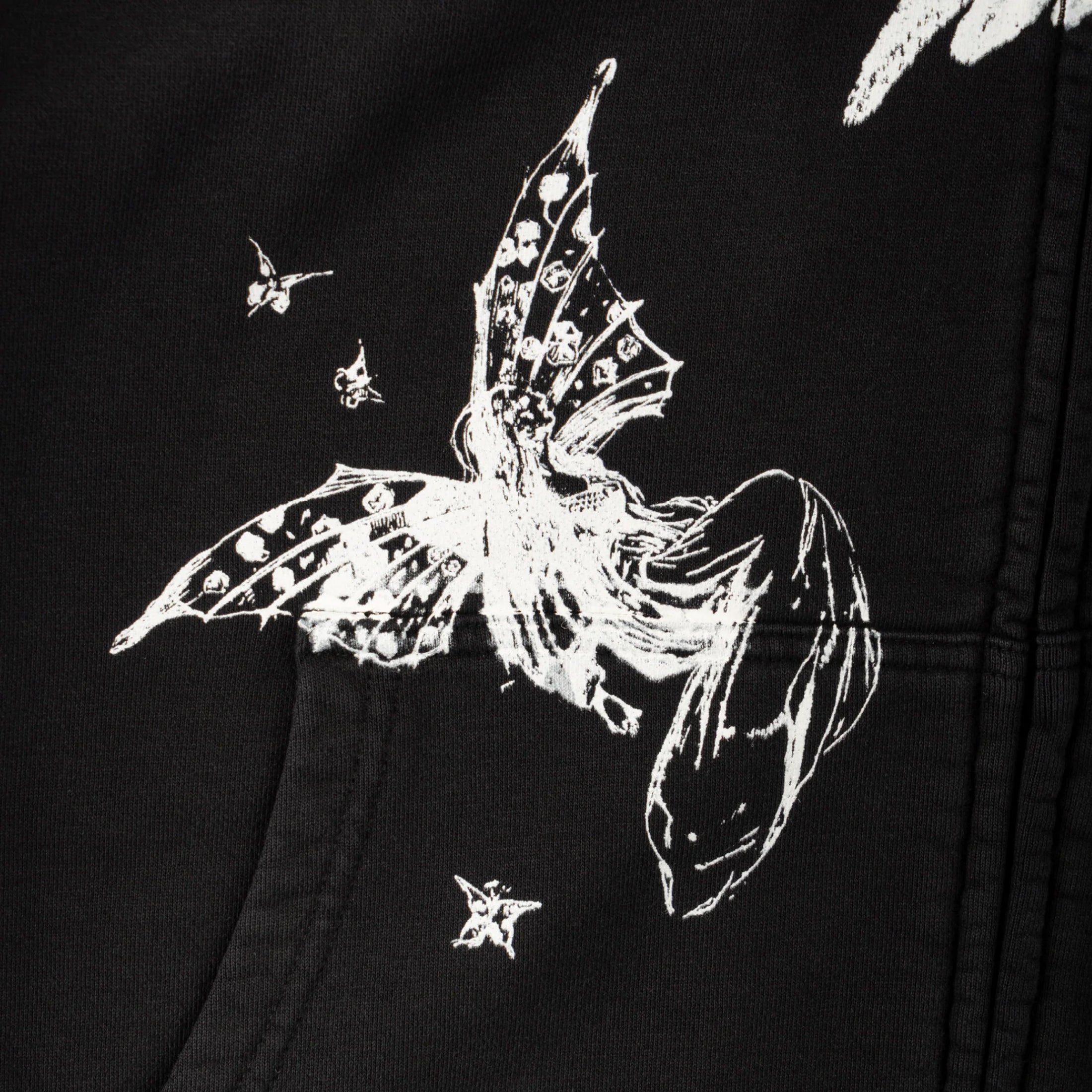 Welcome Duality Cropped Pigment-Dyed Zip Hoodie Black