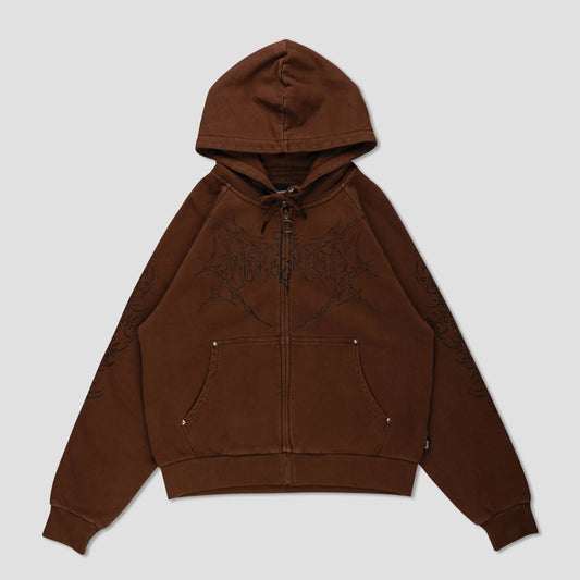 Welcome Grapple Cropped Zip Hood Brown