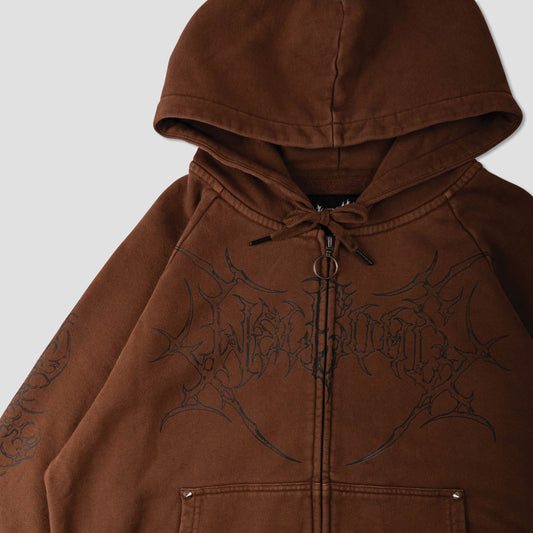 Welcome Grapple Cropped Zip Hood Brown