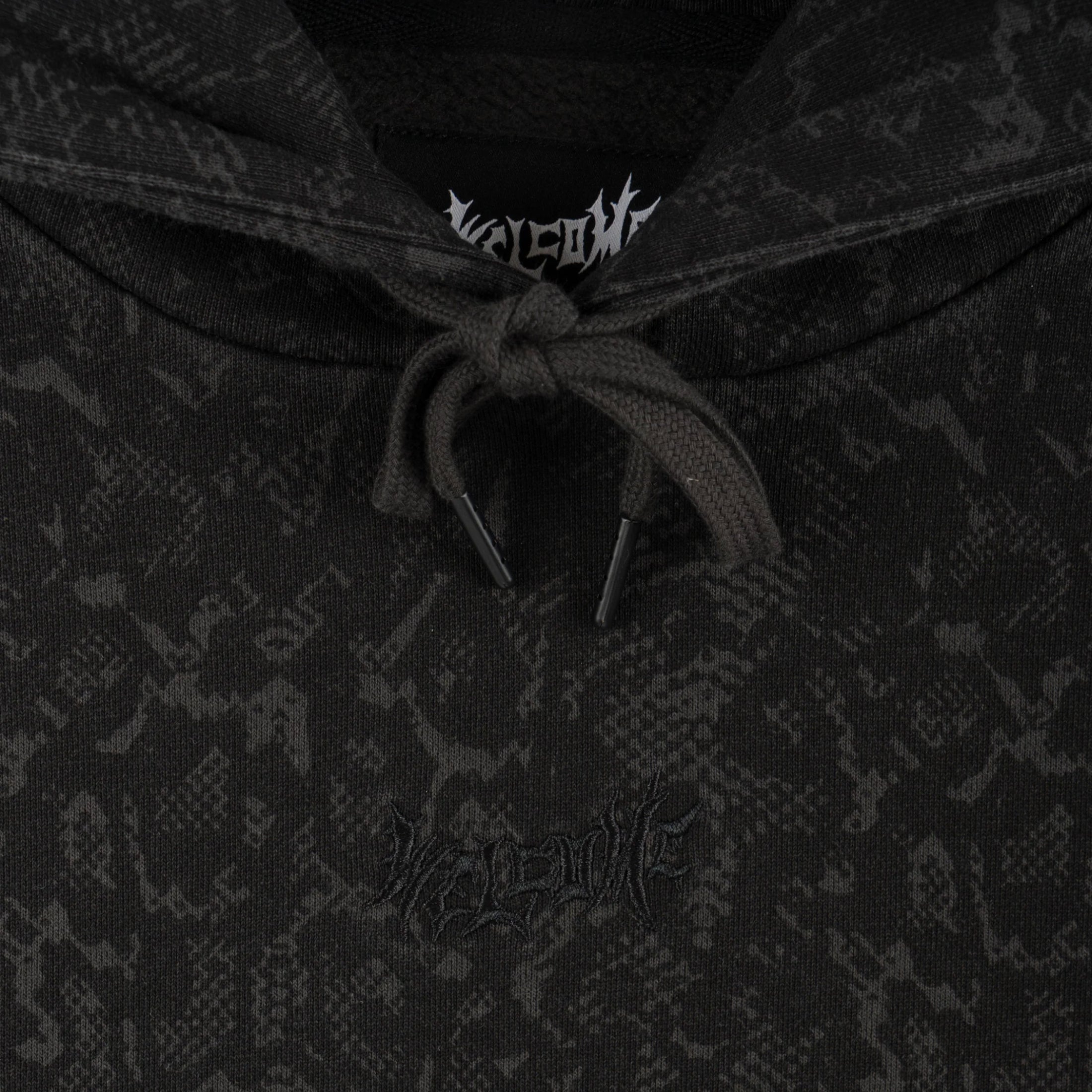 Welcome Serpent Enzyme-Washed Animal Print Hoodie Black