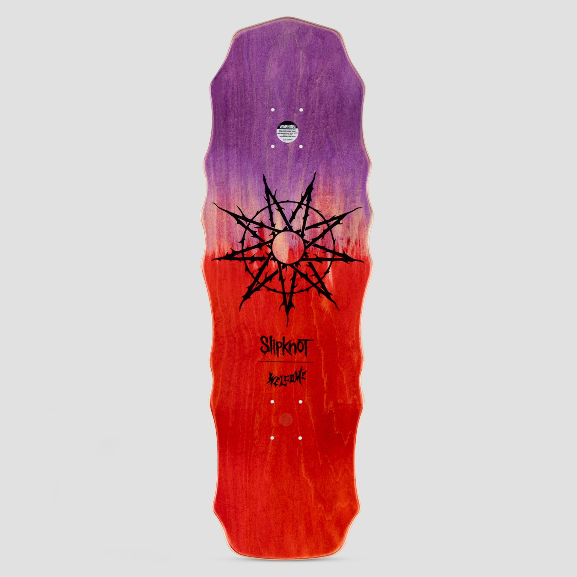 Welcome X Slipknot 10.0 Tribal S Skateboard Deck Purple / Red Stain