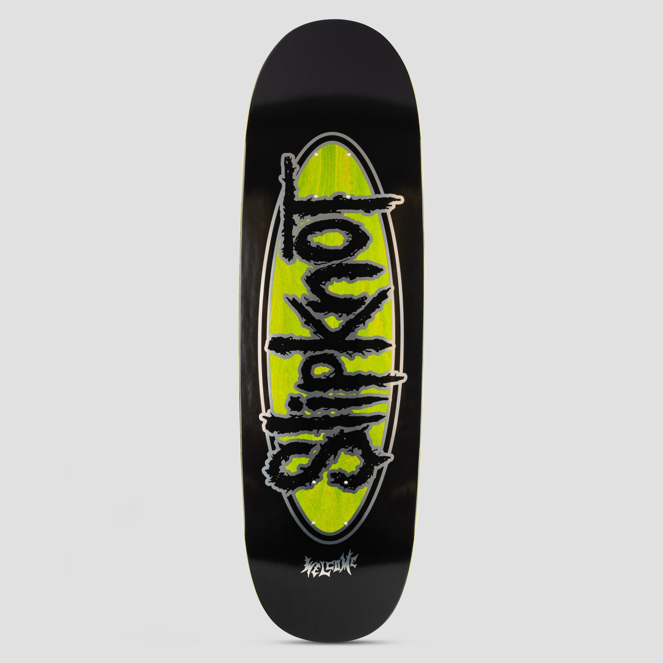 Welcome X Slipknot 9.5 Oval Logo Skateboard Deck Black / Green Stain