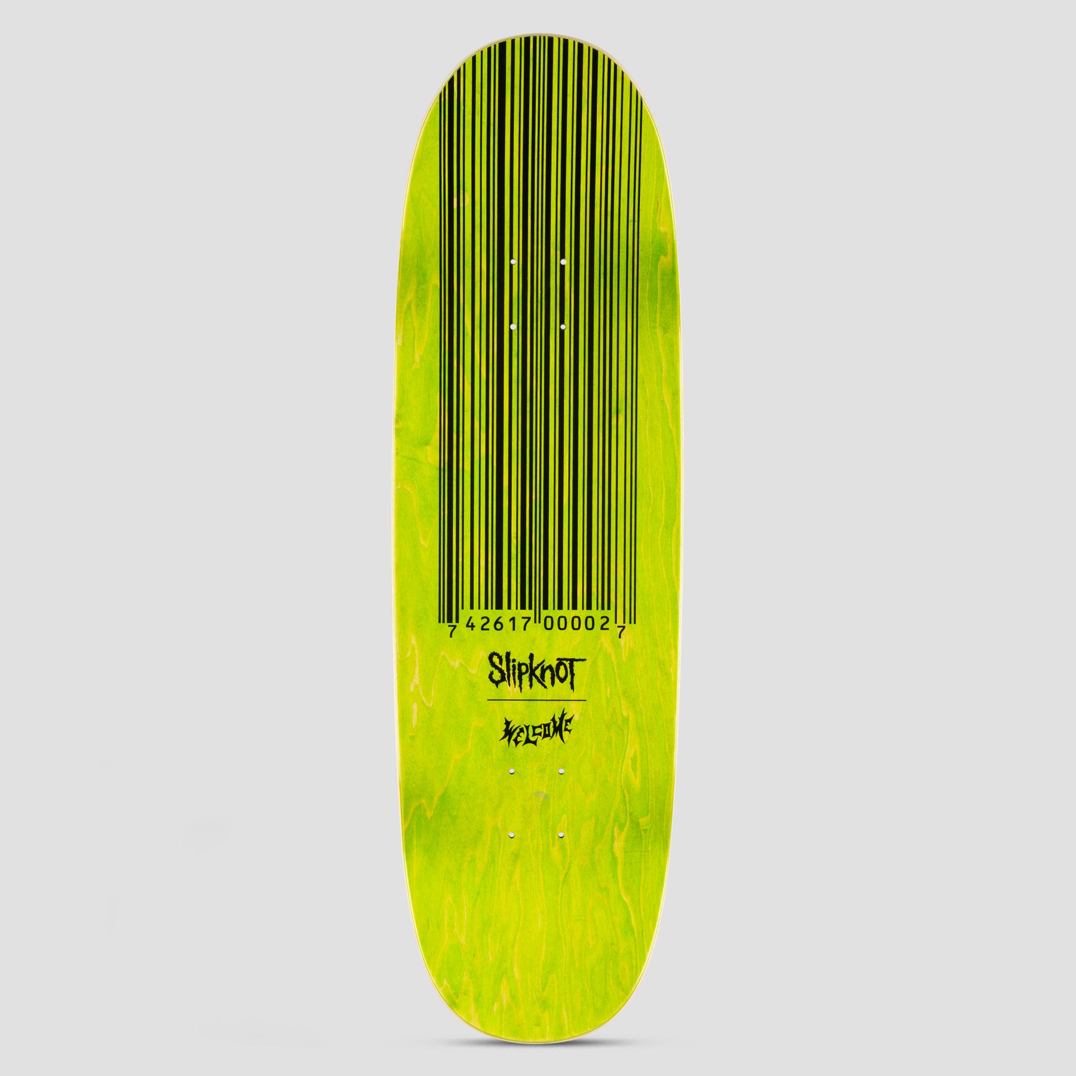 Welcome X Slipknot 9.5 Oval Logo Skateboard Deck Black / Green Stain