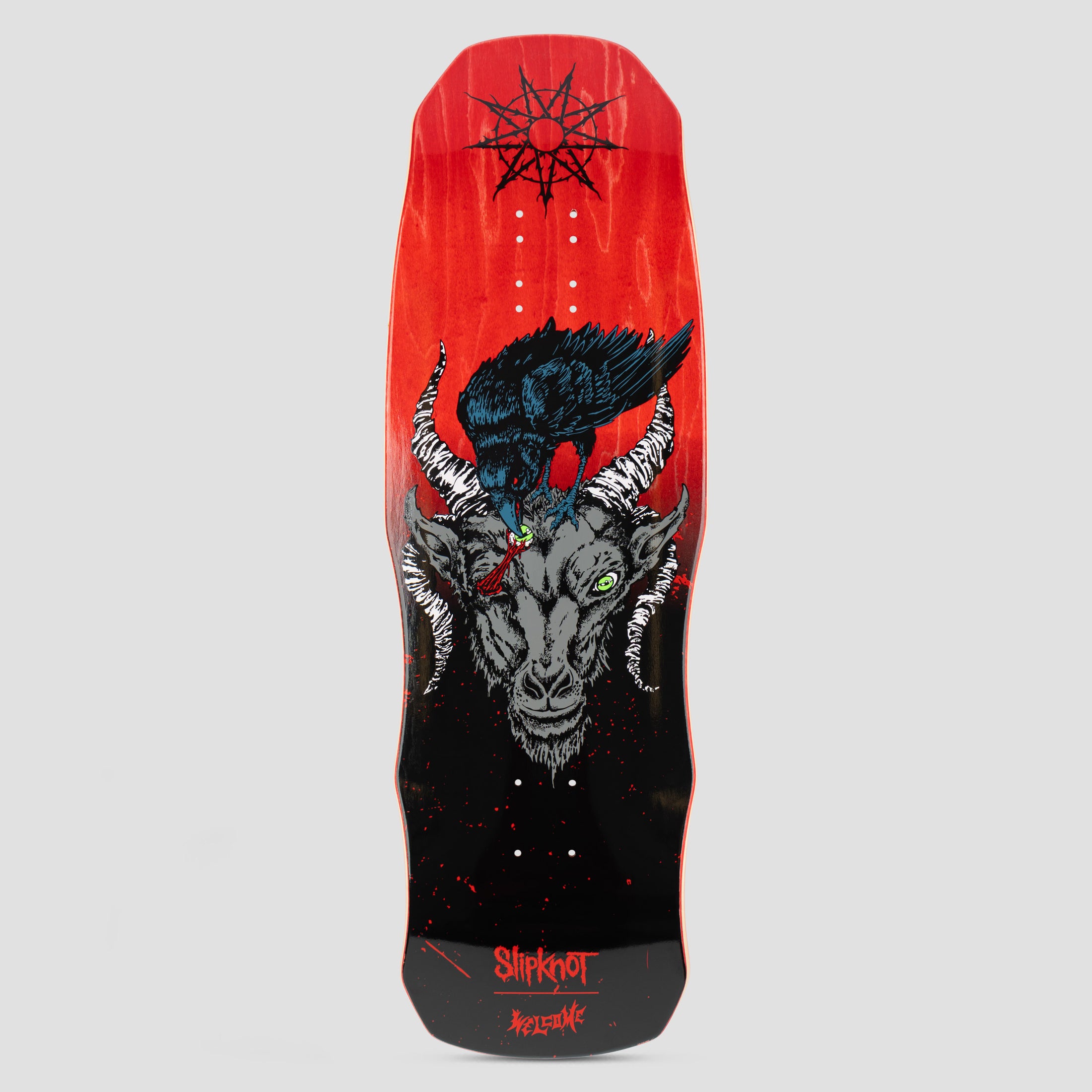 Welcome X Slipknot 9.75 Spit it Out on Dark Lord Skateboard Deck Black / Red Stain