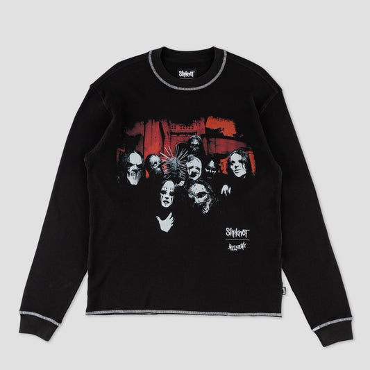 Welcome X Slipknot Mask Contrast Stitch Thermal Longsleeve T-Shirt Black / White