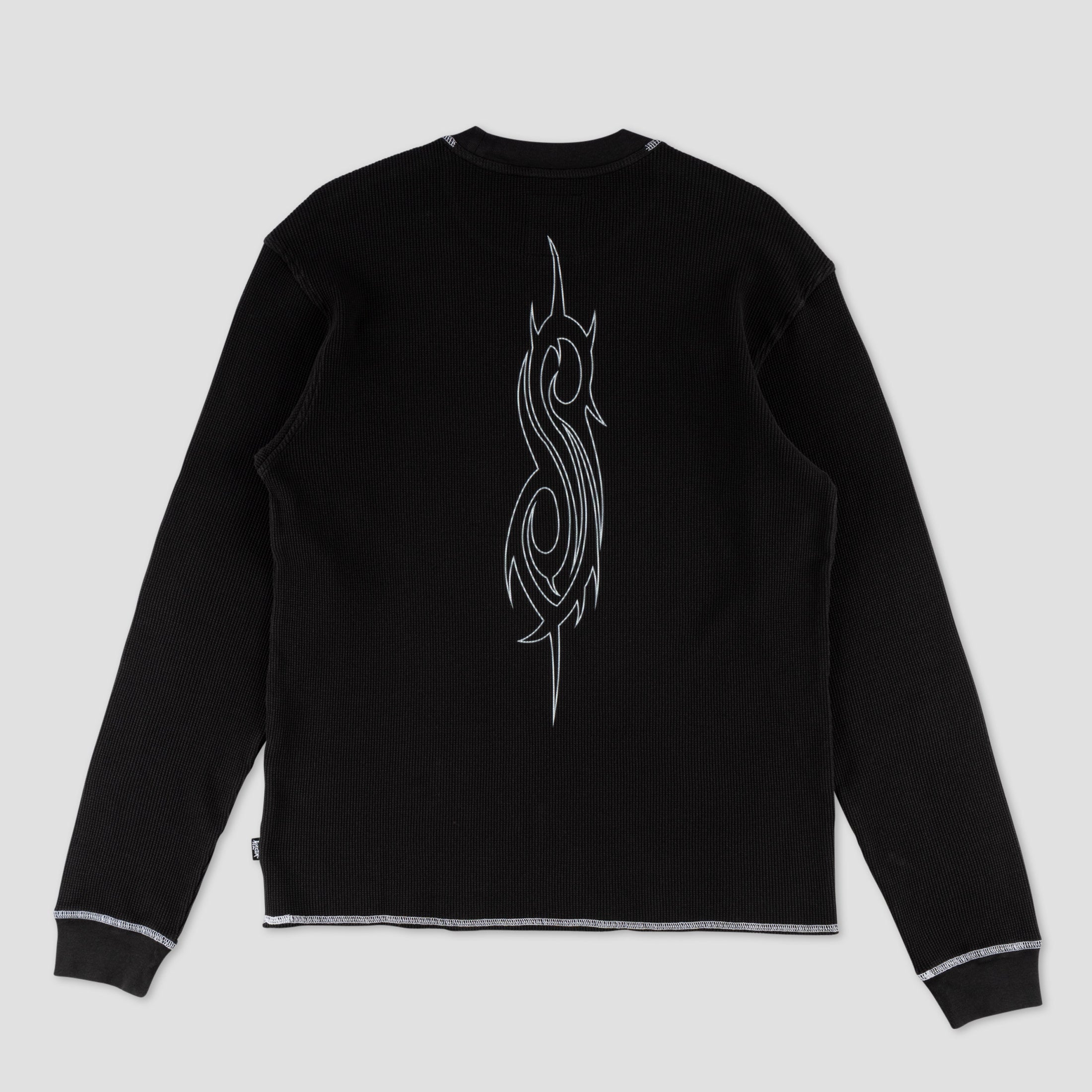Welcome X Slipknot Mask Contrast Stitch Thermal Longsleeve T-Shirt Black / White