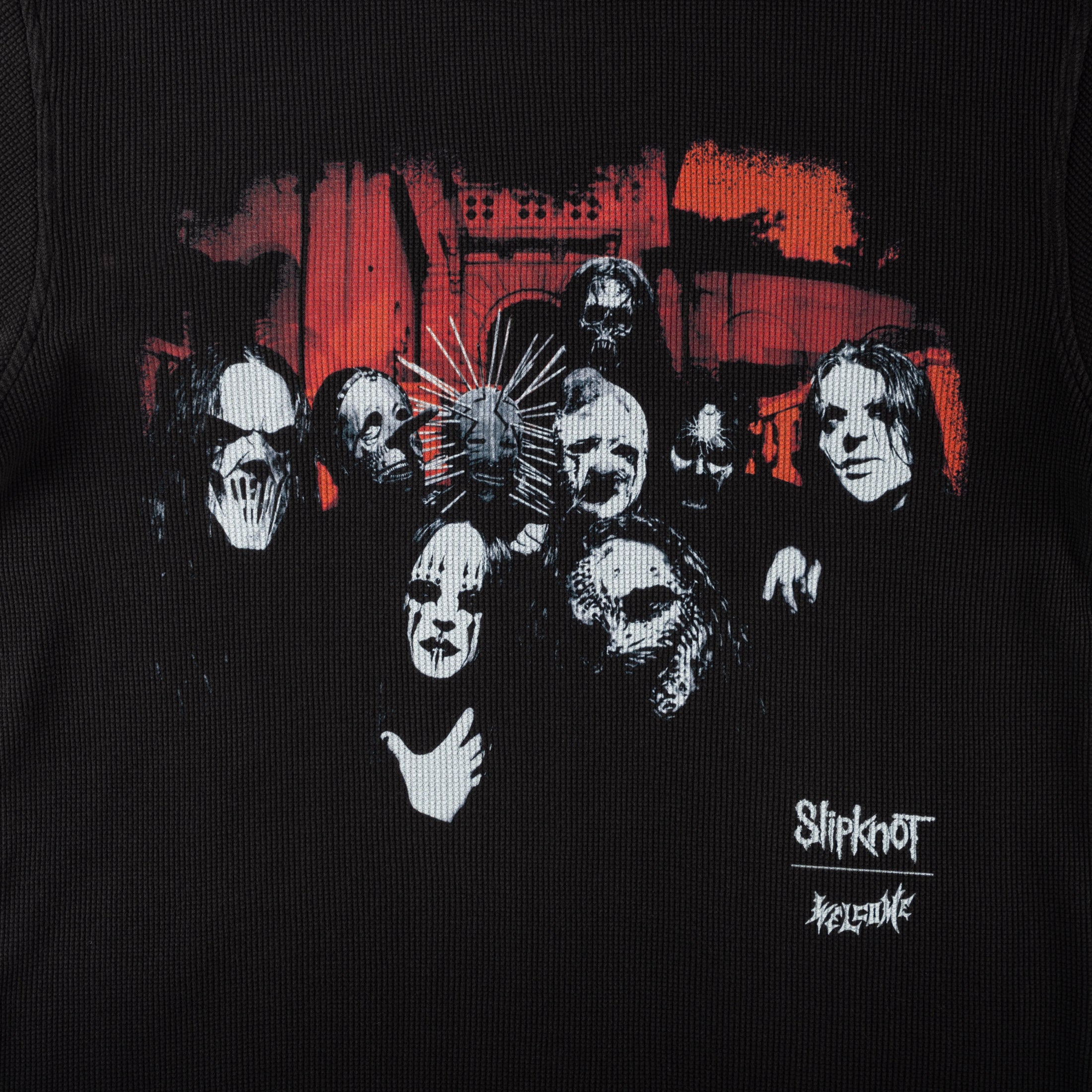 Welcome X Slipknot Mask Contrast Stitch Thermal Longsleeve T-Shirt Black / White