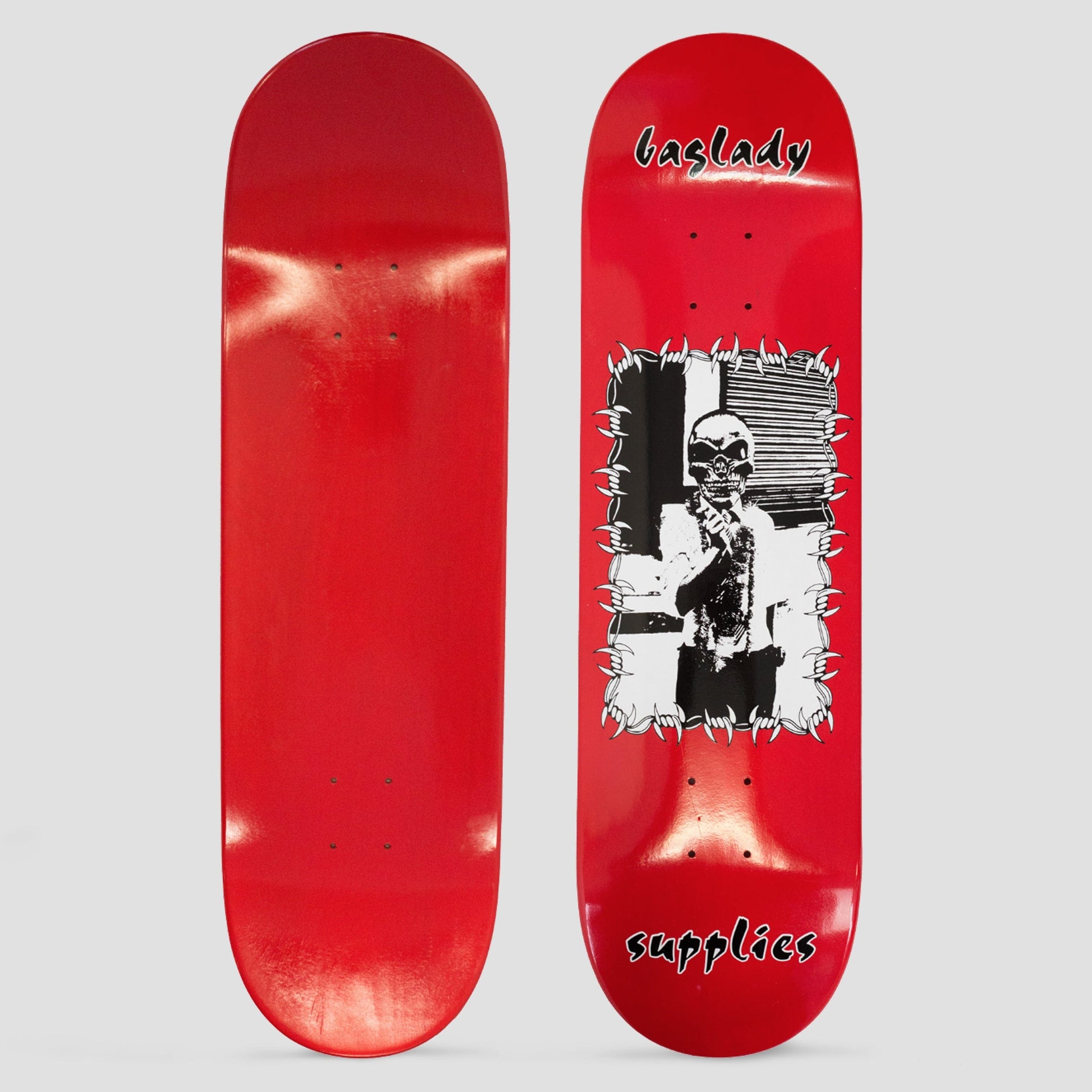 Baglady 8.375 Skullcrusher Skateboard Deck Red Dipped