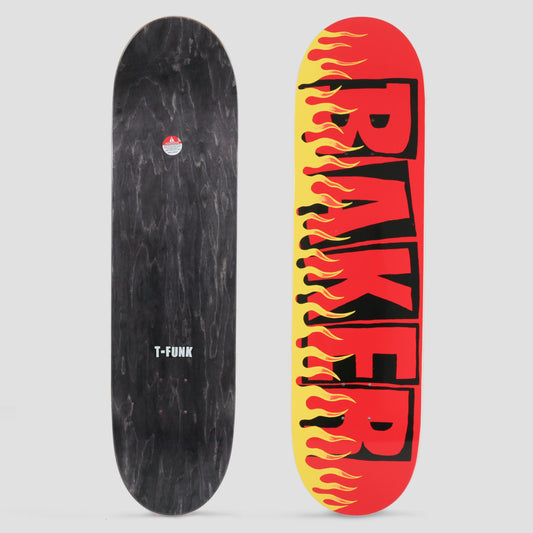 Baker 8.25 T-Funk Flames Skateboard Deck Red