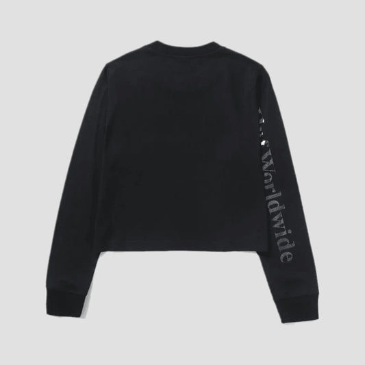 HUF Foil Bar Logo Longsleeve Crop T-Shirt Black