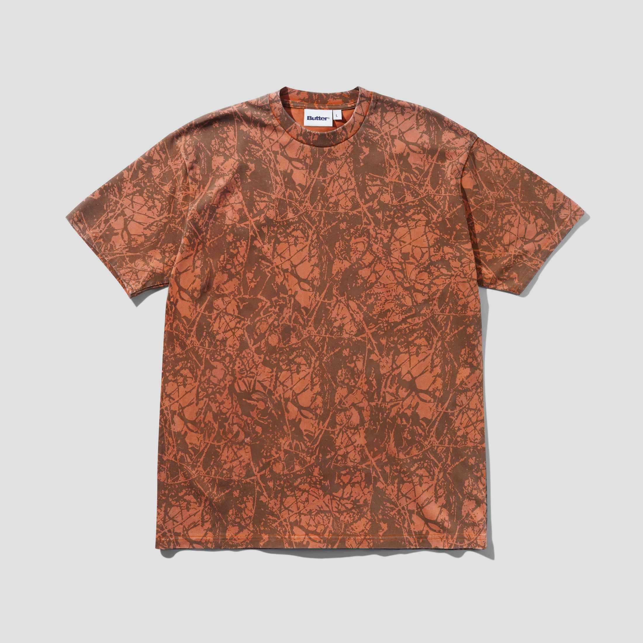 Butter Goods Woods Camo T-Shirt Washed Rust