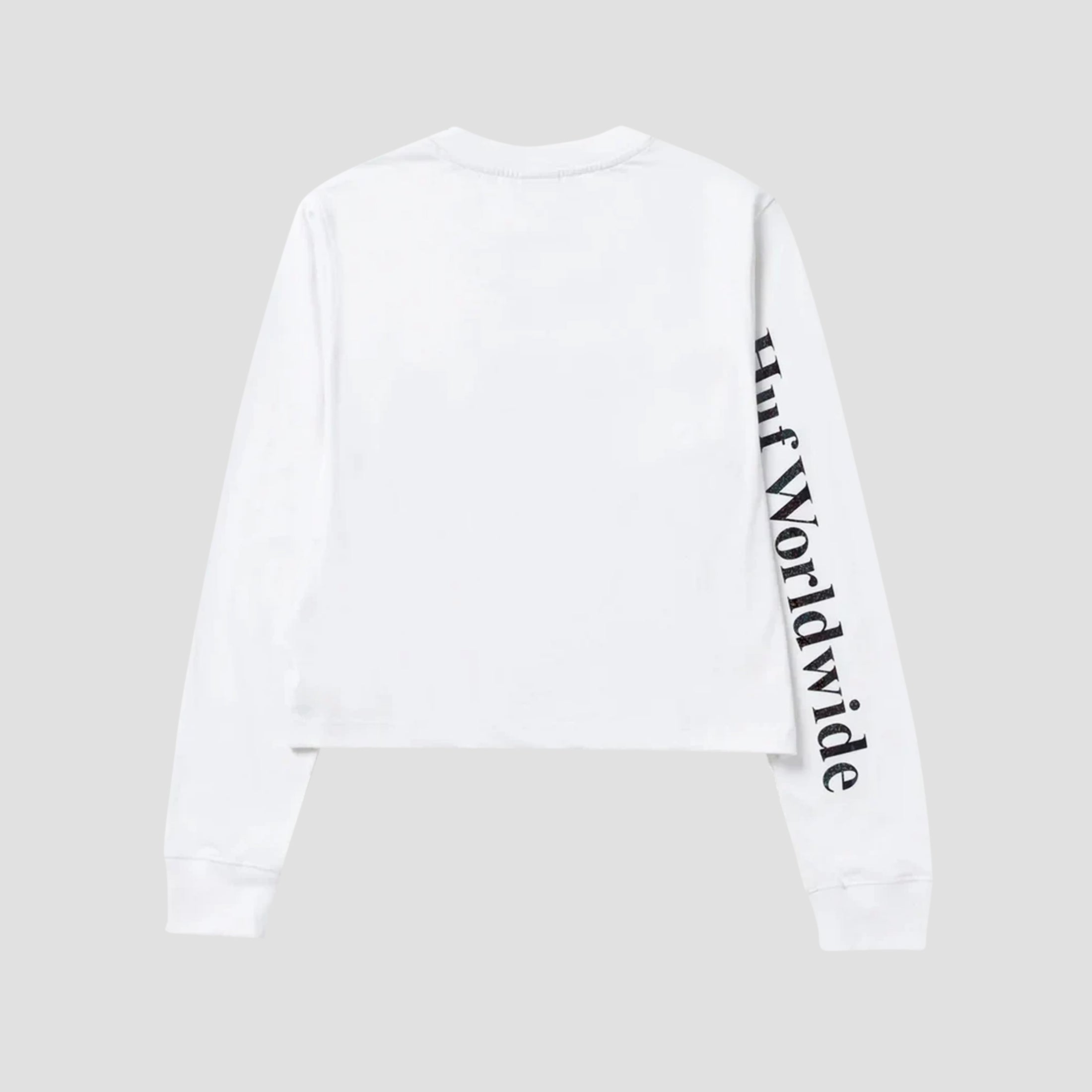 HUF Foil Bar Logo Longsleeve Crop T-Shirt White