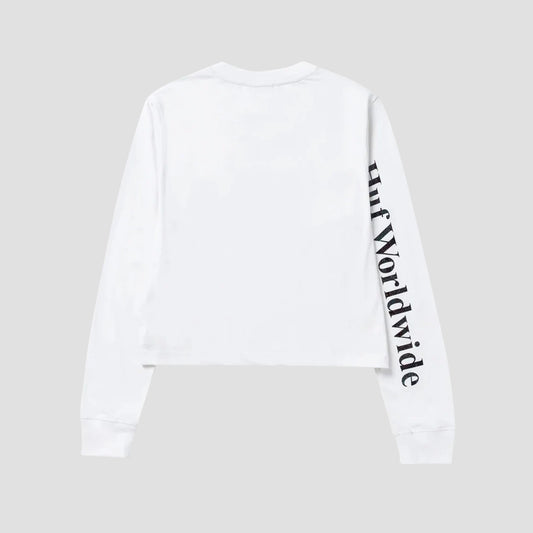 HUF Foil Bar Logo Longsleeve Crop T-Shirt White