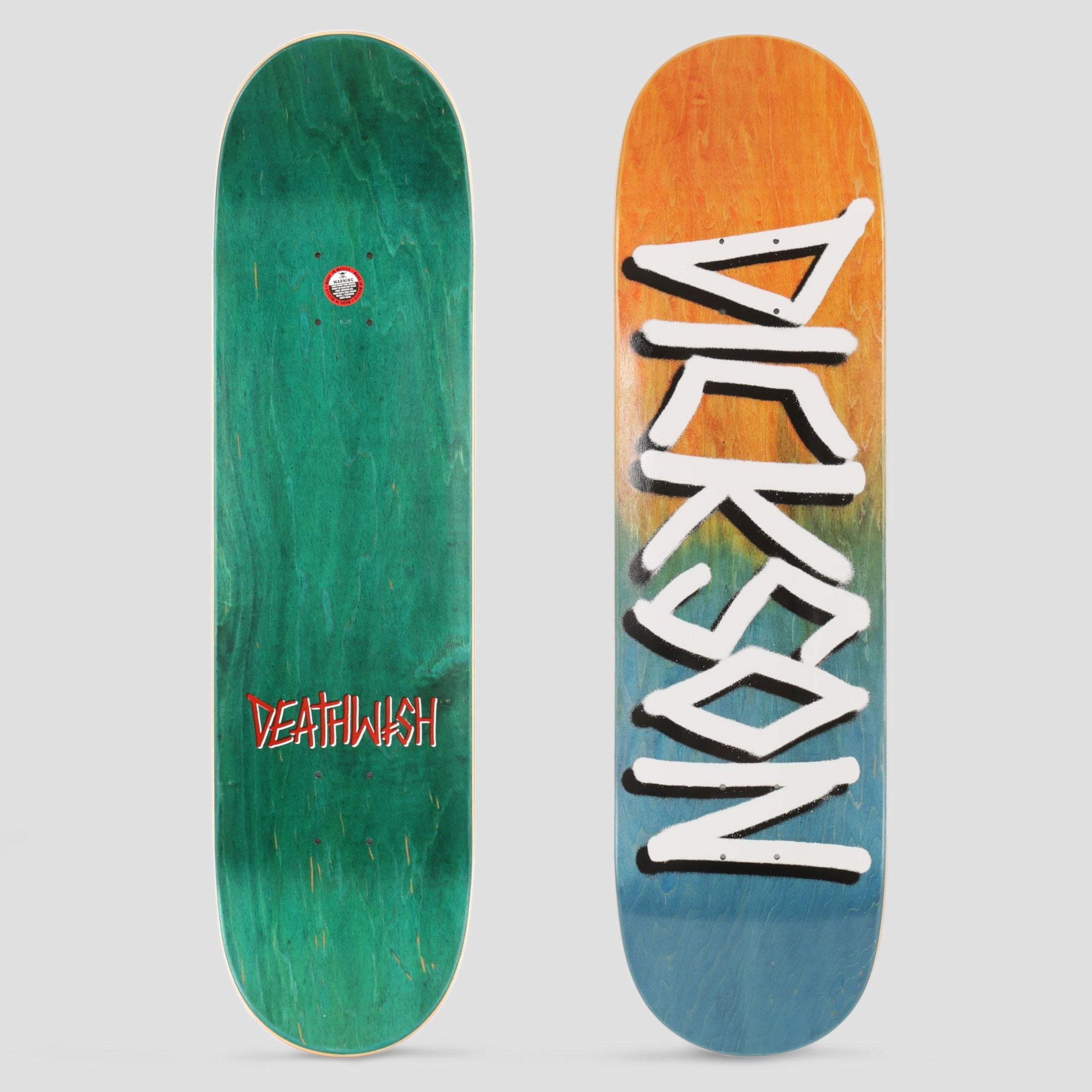 Deathwish 8.25 Jon Dickson Gang Name Skateboard Deck Orange / Navy