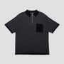 PassPort Drain Knit Shortsleeve Polo Tar Black