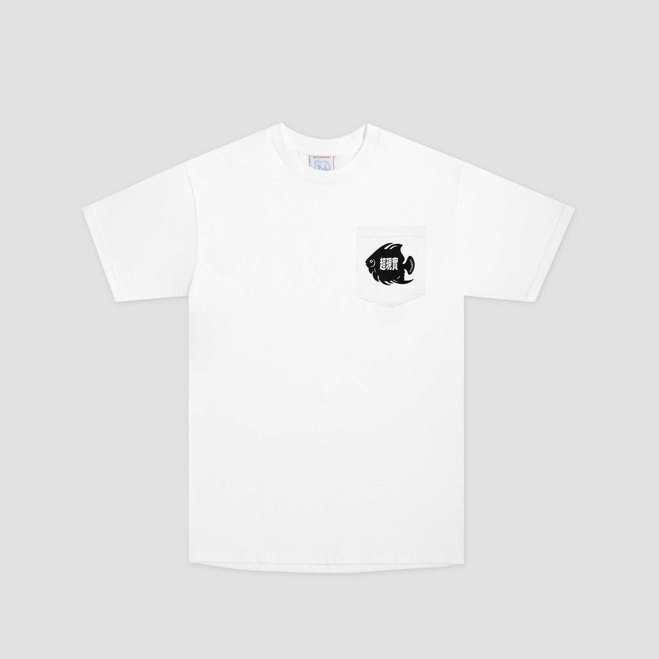 Sci-Fi Fantasy Fish Pocket T-Shirt White