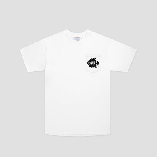 Sci-Fi Fantasy Fish Pocket T-Shirt White