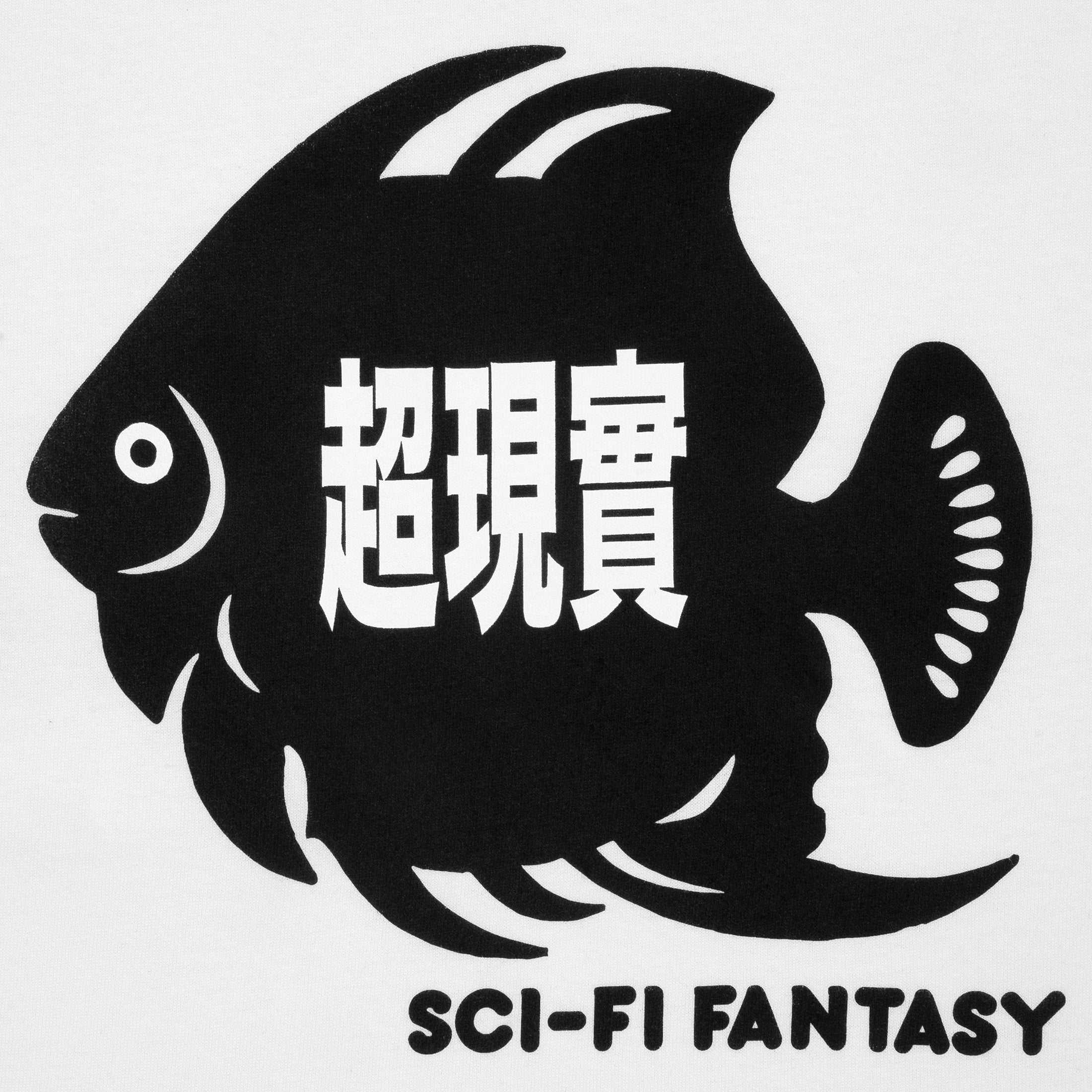 Sci-Fi Fantasy Fish Pocket T-Shirt White