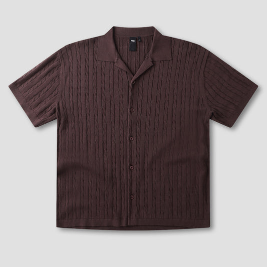 Former Marilyn Cable Shortsleeve Knit Shirt Choc