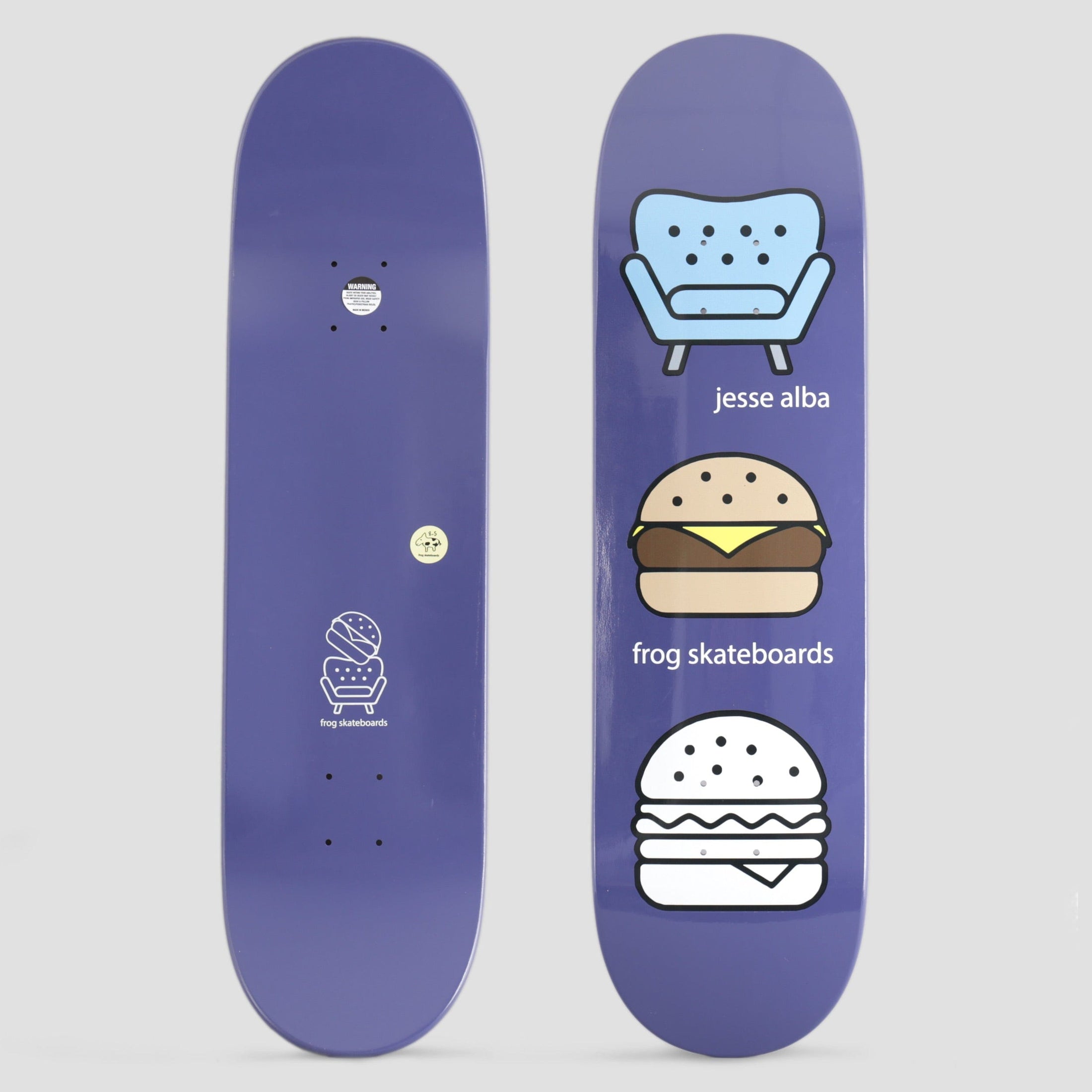 Frog 8.5 Ghost Burger Jesse Alba Skateboard Deck Blue