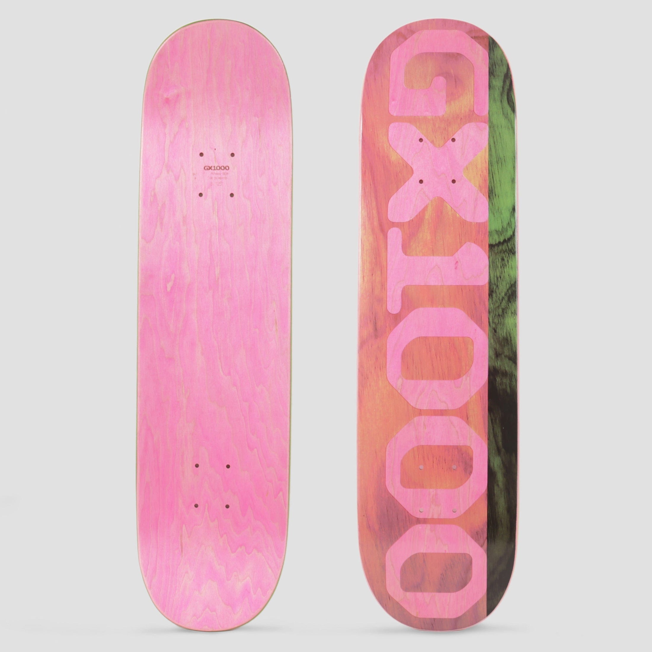 GX1000 8.125 Split Veneer Skateboard Deck Pink / Olive
