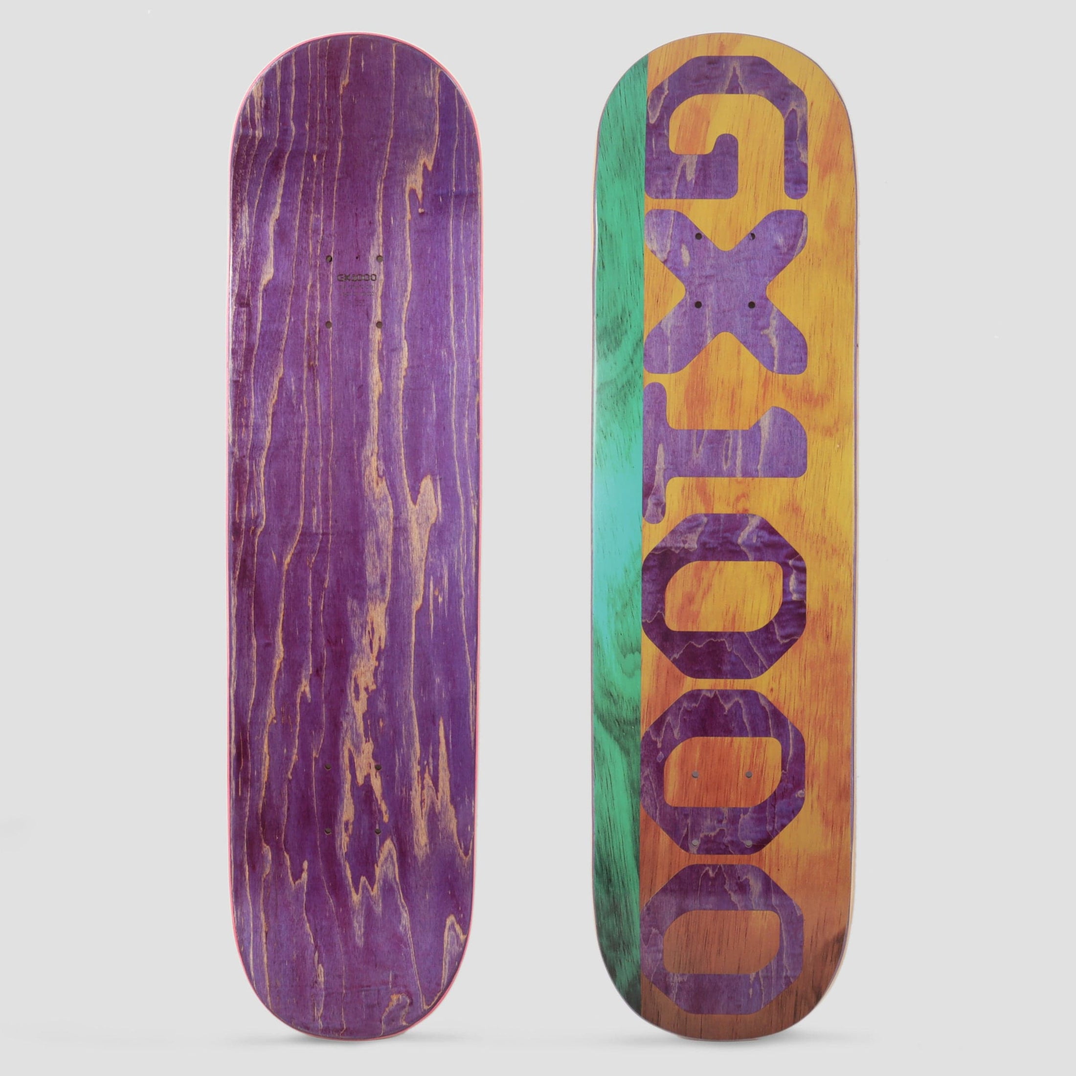 GX1000 8.25 Split Veneer Skateboard Deck Teal / Yellow