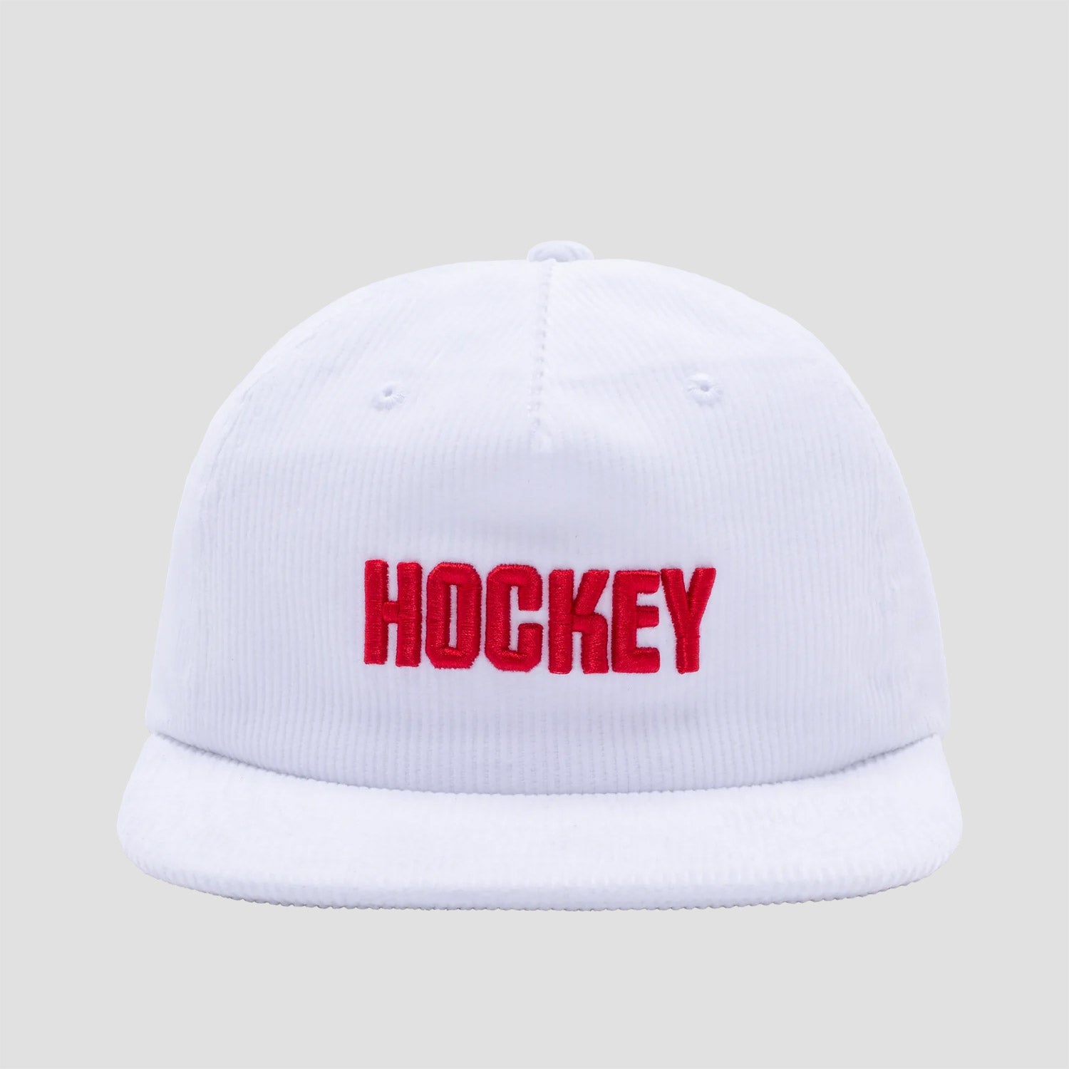 Hockey Corduroy 5 Panel Cap White