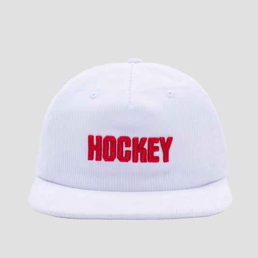 Hockey Corduroy 5 Panel Cap White