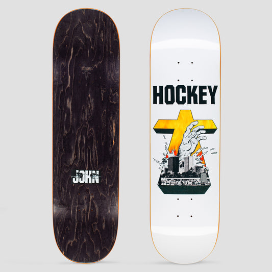 Hockey 8.5 John Fitzgerald Drowning Skateboard Deck White