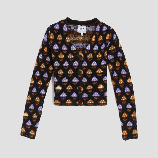 HUF Shroom Cropped Cardigan Black