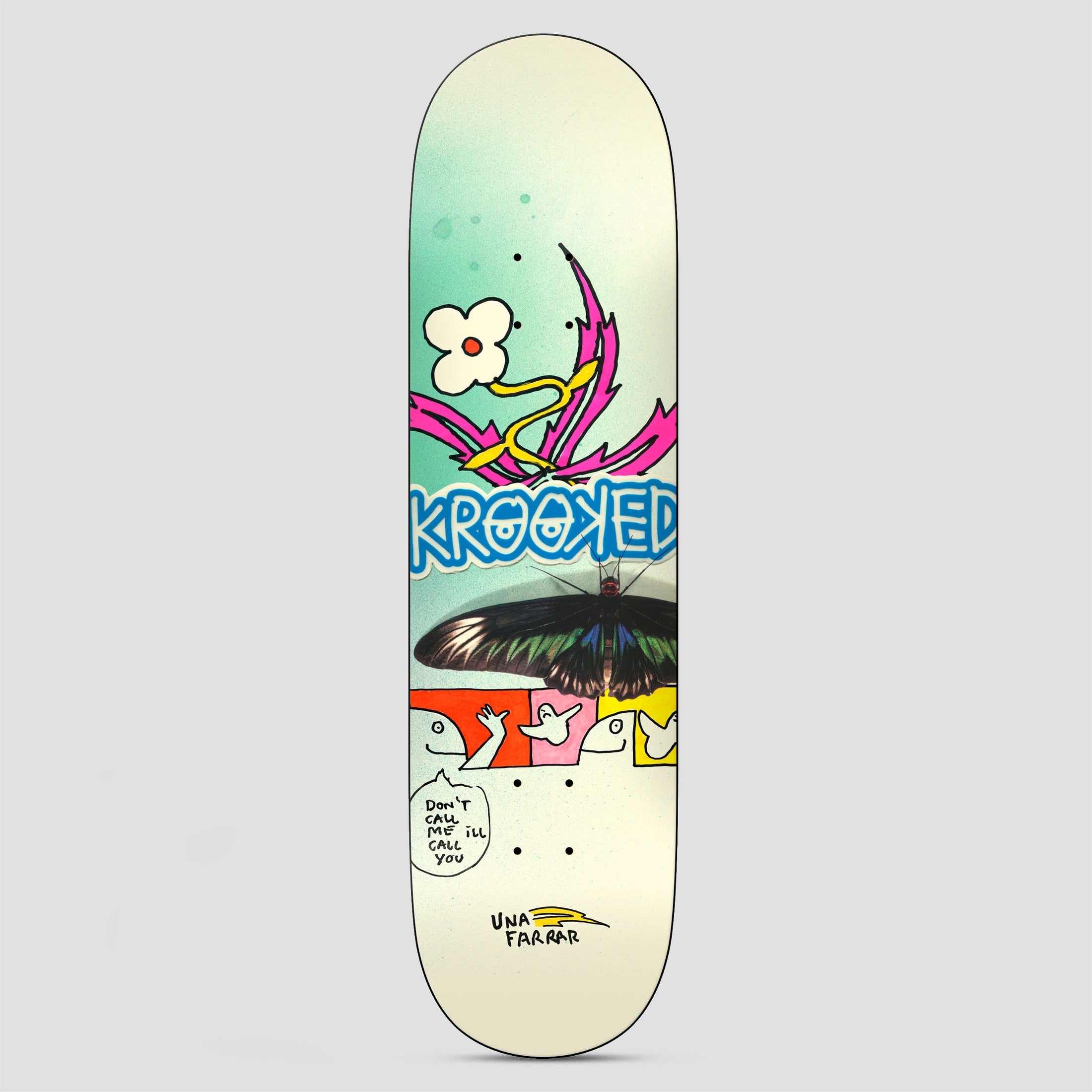 Krooked 8.5 Una Butterfly Call Skateboard Deck Multi