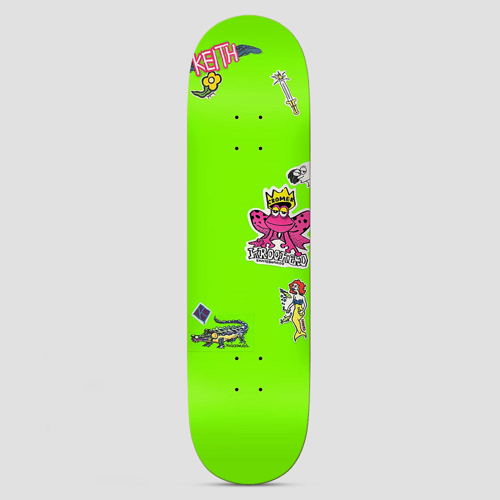 Krooked 8.25 Cromer Neon Sticker Skateboard Deck Green