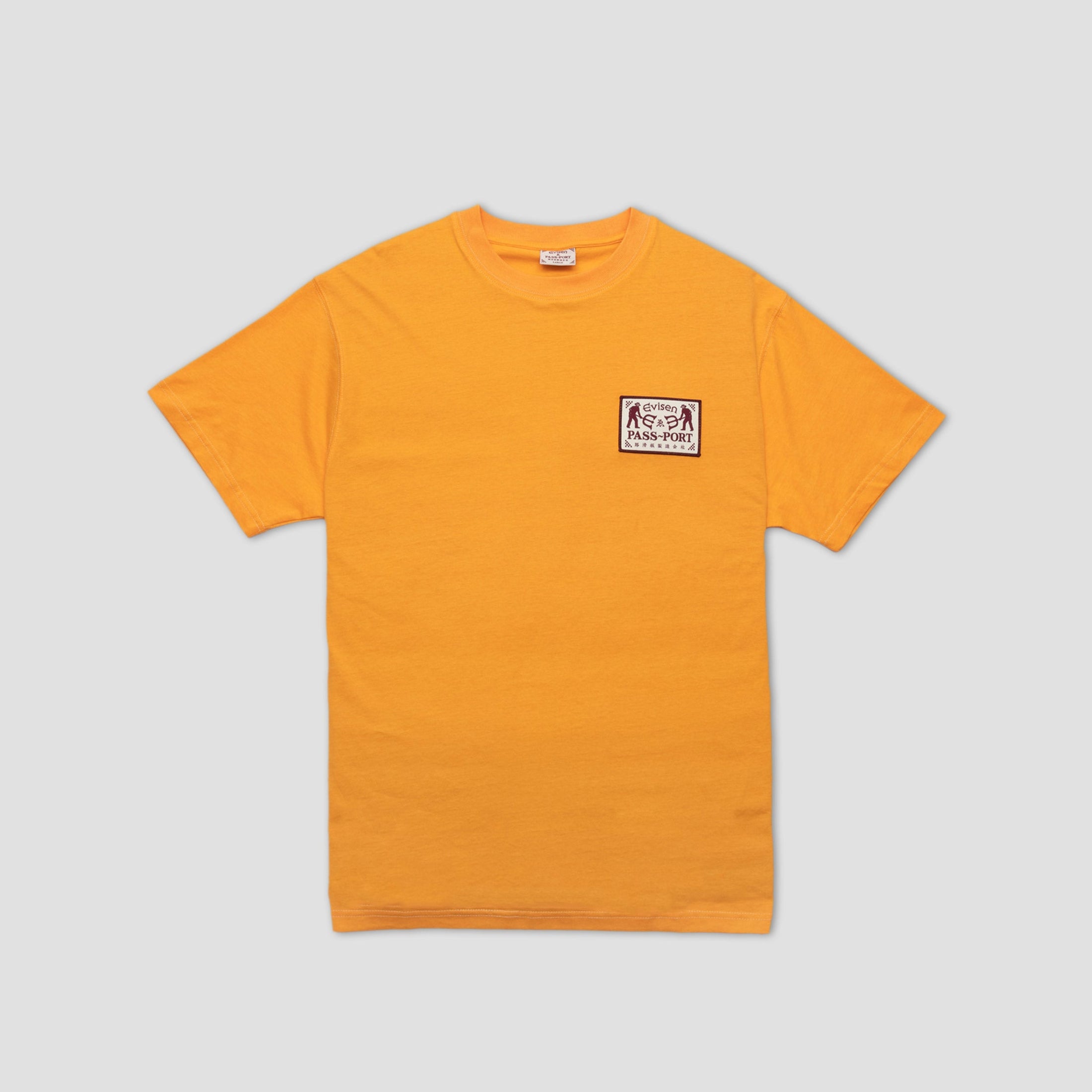 Passport X Evisen Logo Lock Up T-Shirt Orange Sorbet