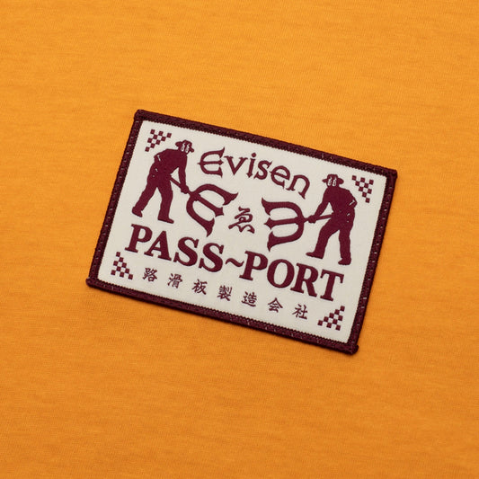 Passport X Evisen Logo Lock Up T-Shirt Orange Sorbet