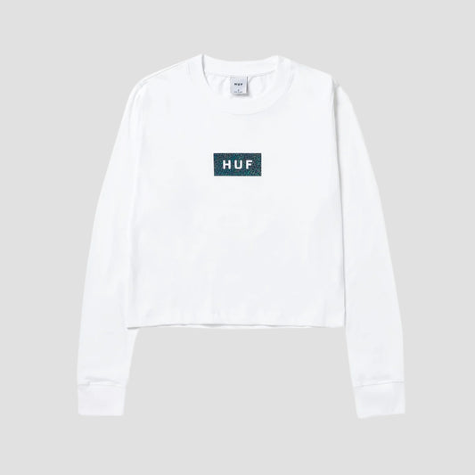 HUF Foil Bar Logo Longsleeve Crop T-Shirt White