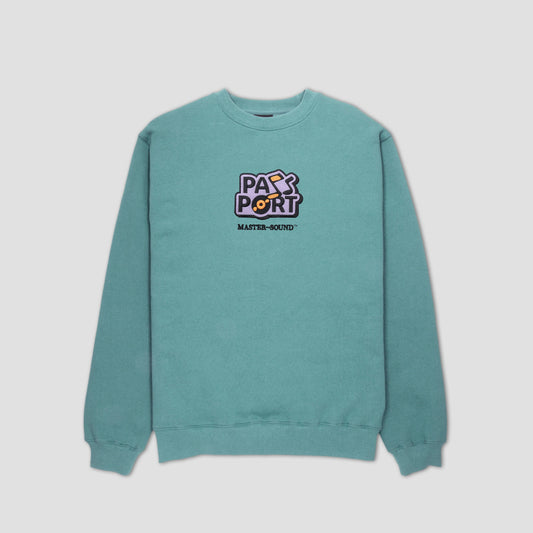PassPort Master~Sound Embroidered Crew Washed Out Teal