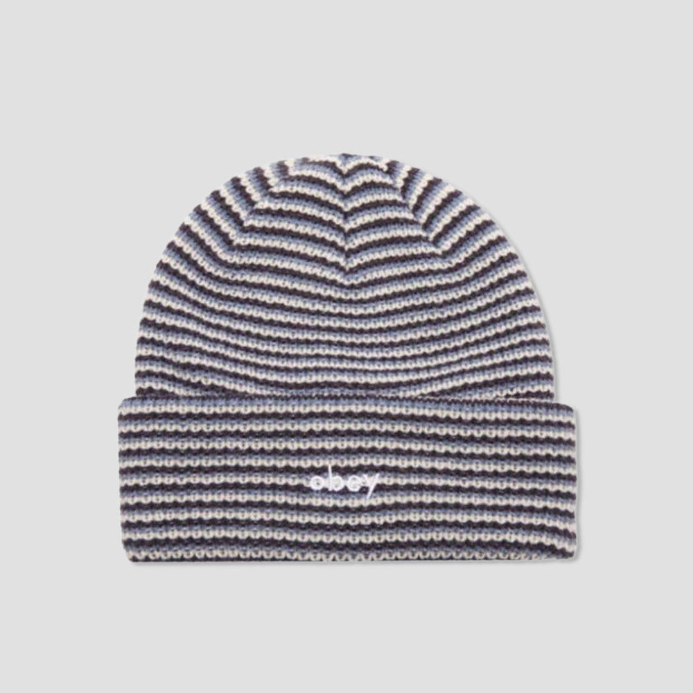 Obey Parker Striped Beanie Coronet Blue