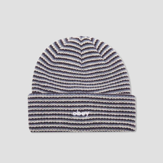 Obey Parker Striped Beanie Coronet Blue
